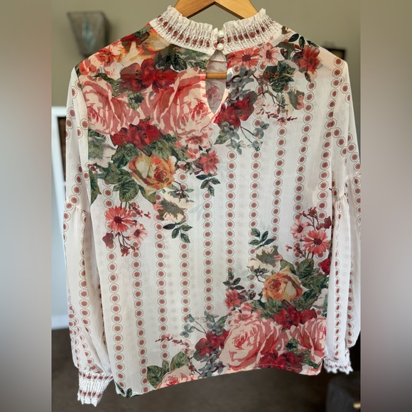 CHICWISH FANCY IN GARDENS FLORAL CHIFFON BLOUSE - Picture 2 of 6